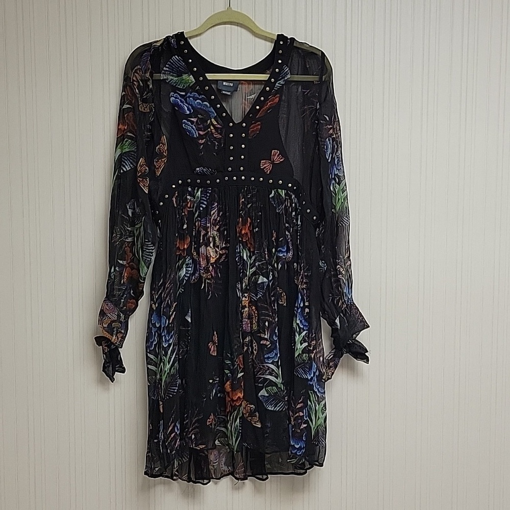 Maeve by Anthropologie sheer black floral dress fairy whimsigoth boho